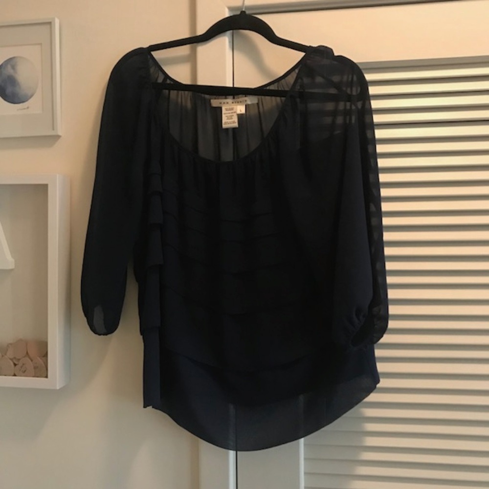 Navy sheer top